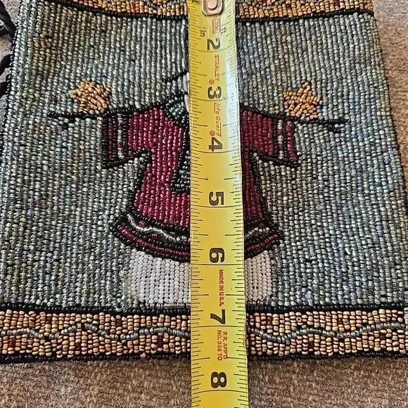 Rustic Snowman Full-Beaded Cross-Body Bag Purse Small Cord Strap Christmas Winte - Picture 7 of 7